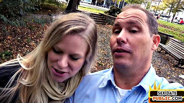 Public babe BJ fucked by her sex date after outdoor sucking