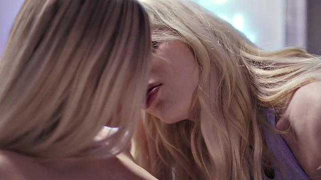 Tattooed TS babe enjoys kissing with small boobs girlfriend