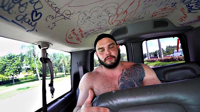 Straight amateur jock leads Black guy to cum in outdoor van