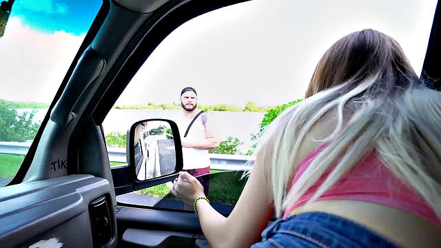 Straight amateur jock leads Black guy to cum in outdoor van