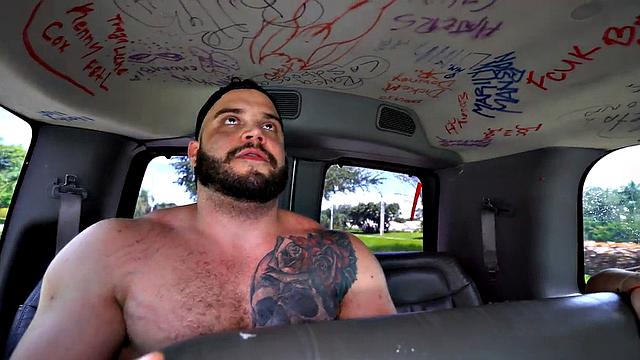 Straight amateur jock leads Black guy to cum in outdoor van