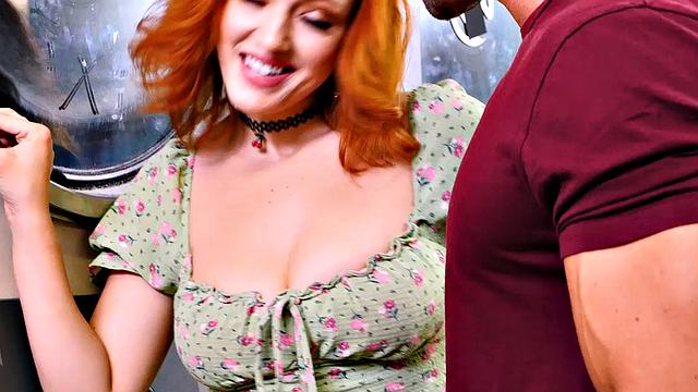 Beautiful redhead Keely Rose gets fucked by a married man at the laundromat