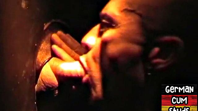 Gloryhole erman Stud Sucks Cock for Facial In Closeup