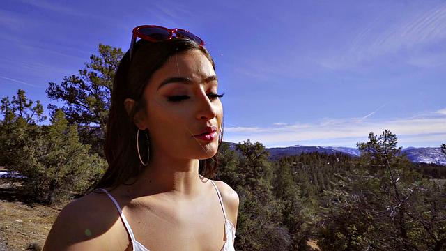 Argentinian MILF gets her bald pussy drilled deep in the woods