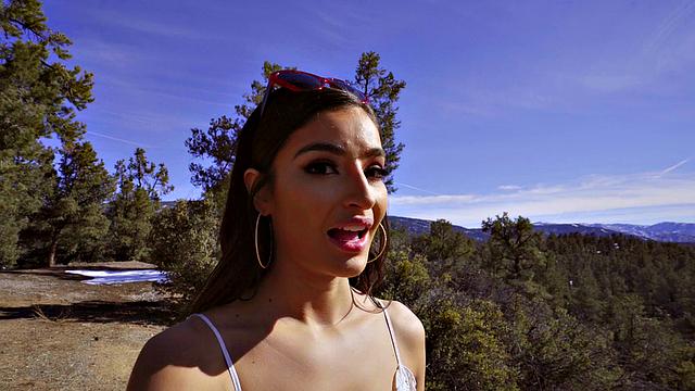 Argentinian MILF gets her bald pussy drilled deep in the woods