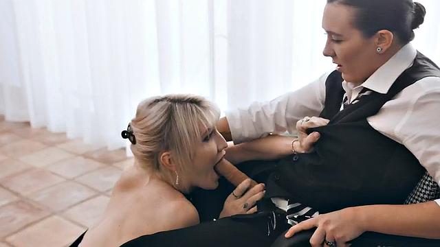 Slutty shemale smashed in tight asshole by white dick