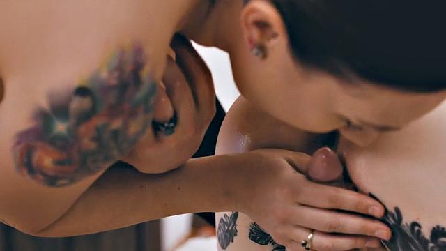 Slutty shemale smashed in tight asshole by white dick