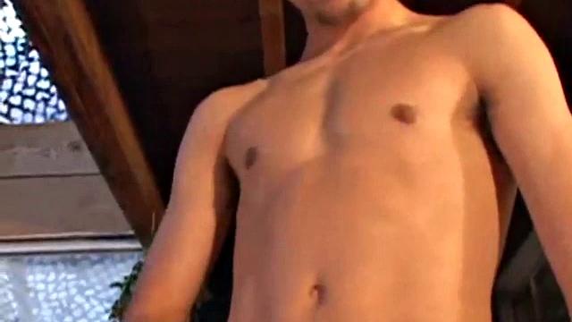 Luke Daniels jerks off in the garage. He works the length of his cock, and edges himself, until he pops a big wet one onto the floor