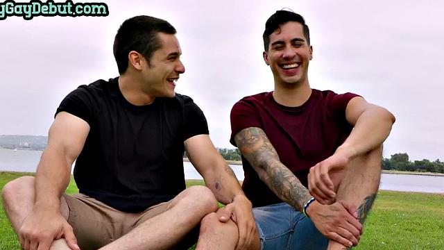 Inked debut stud fucked till cumswapping on casting