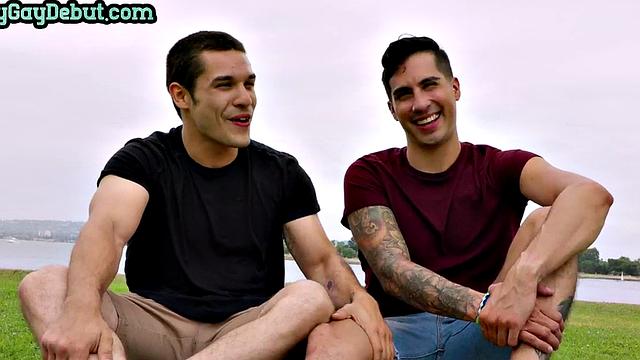 Inked debut stud fucked till cumswapping on casting