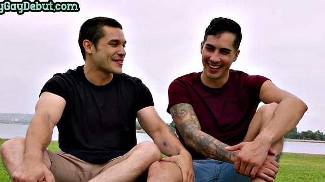 Inked debut stud fucked till cumswapping on casting