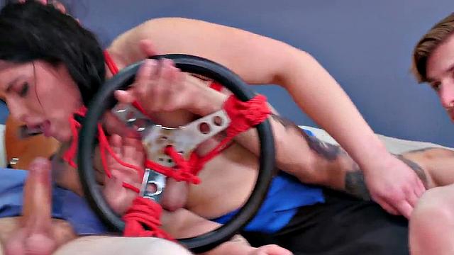 Painal hard toy session for BDSM fetish sub