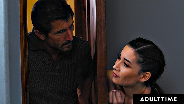 ADULT TIME - Pervy Stepdad SPANKS & Fucks STEPDAUGHTER Aria Lee For Masturbating!