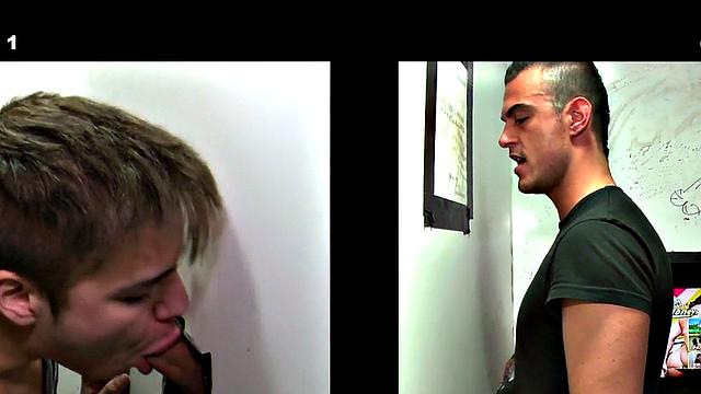 College sucked by twink gloryhole