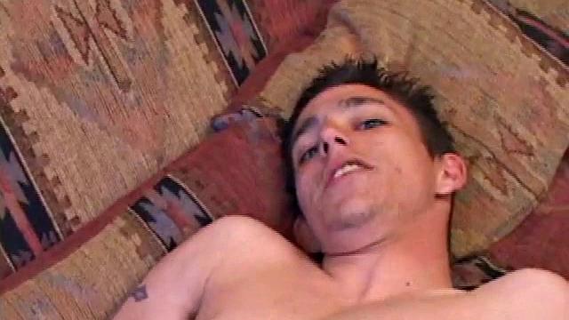 Shawn Cage pulls out his dick and starts to suck on it. He manages to get into positions that allow his cock to reach his mouth. After a hot self-sucking stroke show, Shawn squeezes out a warm load right into his mouth.