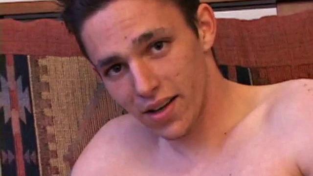 Shawn Cage pulls out his dick and starts to suck on it. He manages to get into positions that allow his cock to reach his mouth. After a hot self-sucking stroke show, Shawn squeezes out a warm load right into his mouth.