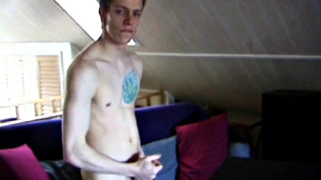 After getting naked in the bedroom, Shane delivers another hot stroke show. He lubes up his dick, works it stiff and jerks off until he squeezes out a warm cum load.