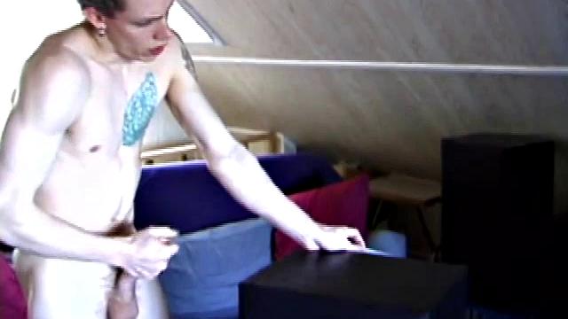 After getting naked in the bedroom, Shane delivers another hot stroke show. He lubes up his dick, works it stiff and jerks off until he squeezes out a warm cum load.