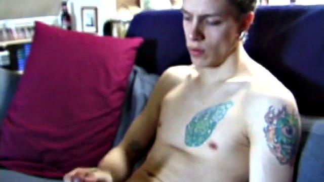 After getting naked in the bedroom, Shane delivers another hot stroke show. He lubes up his dick, works it stiff and jerks off until he squeezes out a warm cum load.