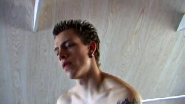 After getting naked in the bedroom, Shane delivers another hot stroke show. He lubes up his dick, works it stiff and jerks off until he squeezes out a warm cum load.