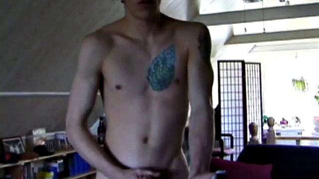 After getting naked in the bedroom, Shane delivers another hot stroke show. He lubes up his dick, works it stiff and jerks off until he squeezes out a warm cum load.