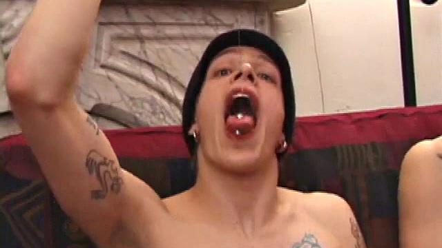 Torque and Shane are watching a movie and rubbing their bulges. Torque reaches over to feel Shane's package, before they strip off their shirts and tug down pants.