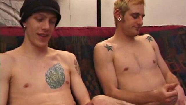 Torque and Shane are watching a movie and rubbing their bulges. Torque reaches over to feel Shane's package, before they strip off their shirts and tug down pants.