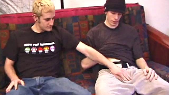 Torque and Shane are watching a movie and rubbing their bulges. Torque reaches over to feel Shane's package, before they strip off their shirts and tug down pants.