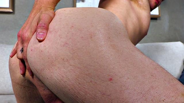 Solo ginger fingers ass and jerks after casting