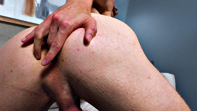 Solo ginger fingers ass and jerks after casting