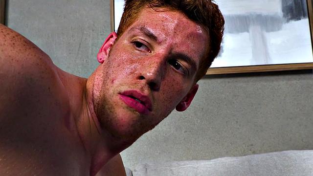 Solo ginger fingers ass and jerks after casting