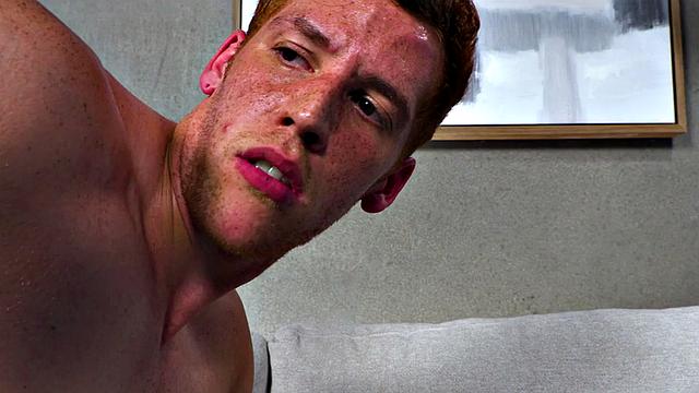 Solo ginger fingers ass and jerks after casting