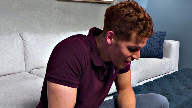 Solo ginger fingers ass and jerks after casting