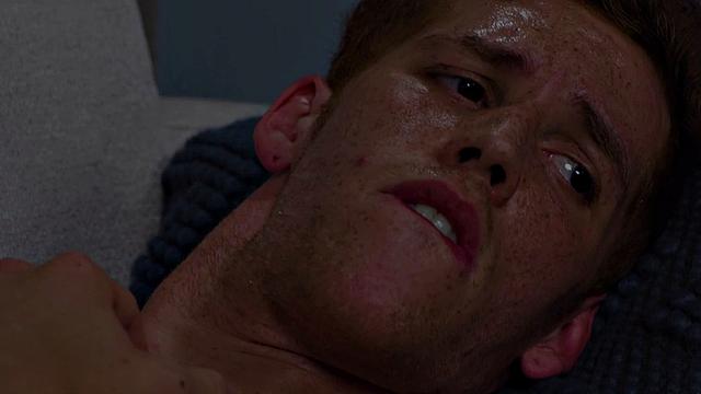 Solo ginger fingers ass and jerks after casting