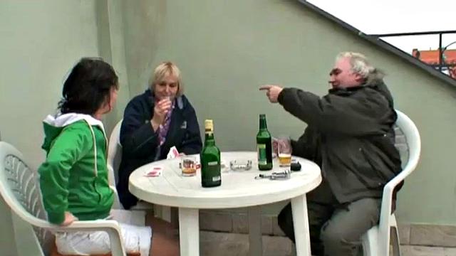 Kinky brunette teen takes grandpa's cock in her wet, young pussy and gets a cumshot