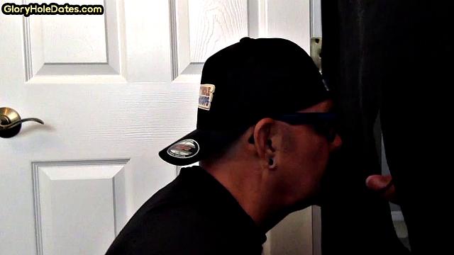 Inked arm DILF sucks BFs hard cock at home