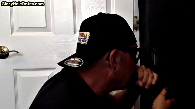 Inked arm DILF sucks BFs hard cock at home