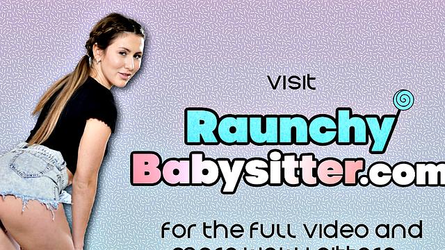 Raunchy babysitter with pierced tits riding her boss