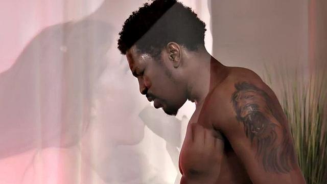 Raunchy babysitter with pierced tits riding her boss