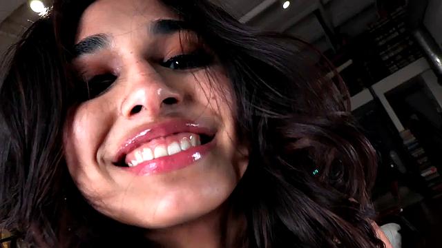 Hj loving babe stroking and rubbing on BF's cock