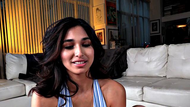 Hj loving babe stroking and rubbing on BF's cock