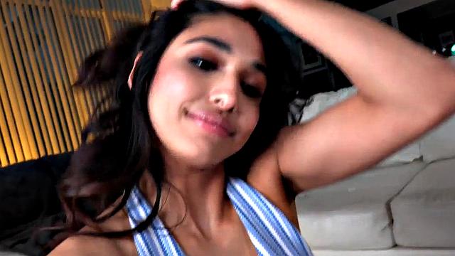 Hj loving babe stroking and rubbing on BF's cock