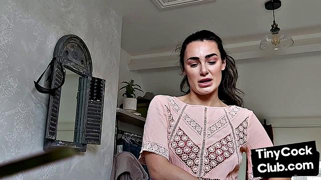 Inked SPH slut wanking small cock and maling fun of