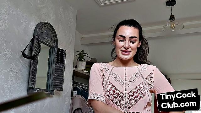 Inked SPH slut wanking small cock and maling fun of