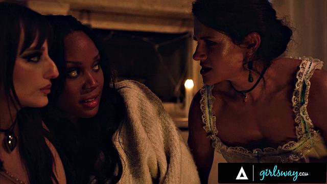 GIRLSWAY - Goth Girl Lana Smalls & BFF August Skye Are RAW FINGERED By Ghost MILF Penny Barber