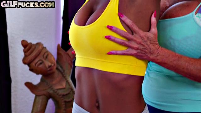 Hugetitted GILF sharing in 3some