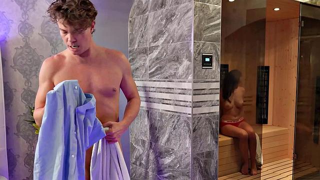 Stacy Cruz gets frisky with a handsome stranger in her own sauna