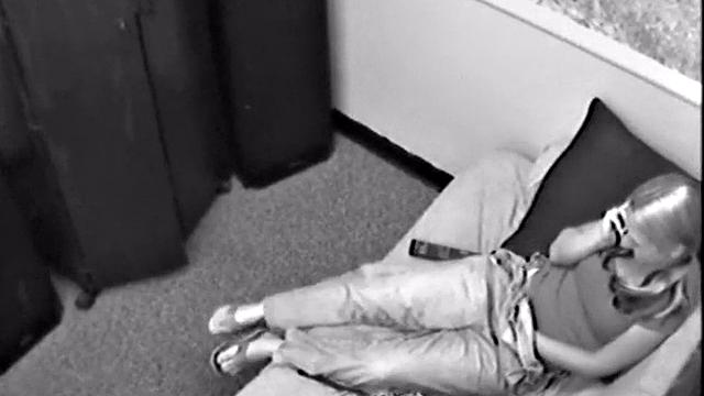 Masturbating teen sucks on a hard cock