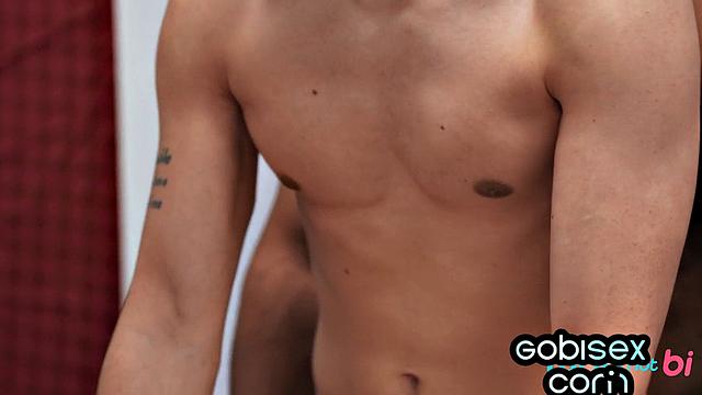 Busty horny babe smashed in bi 3way