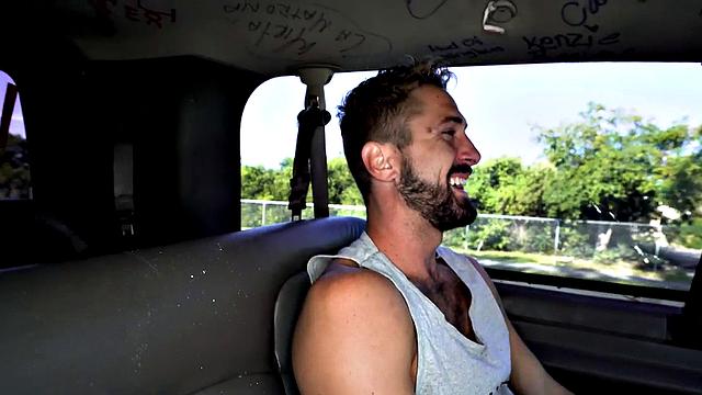 College twink fucked by gay in pickup van outdoors